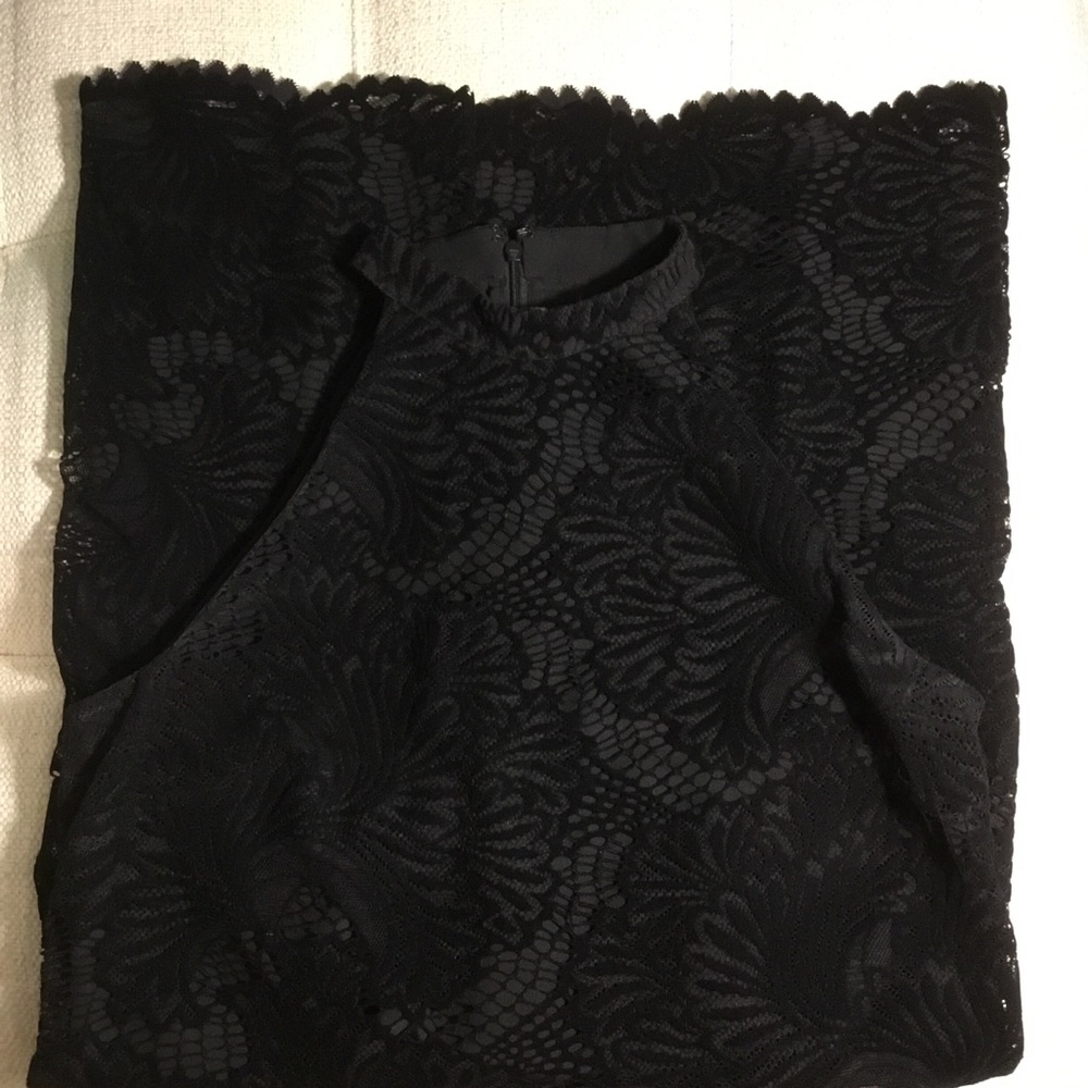 Loft black velvet lace halter dress